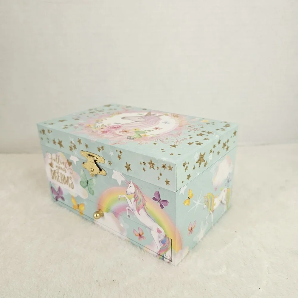 Rainbow Unicorn Music Jewelry Box Plays 